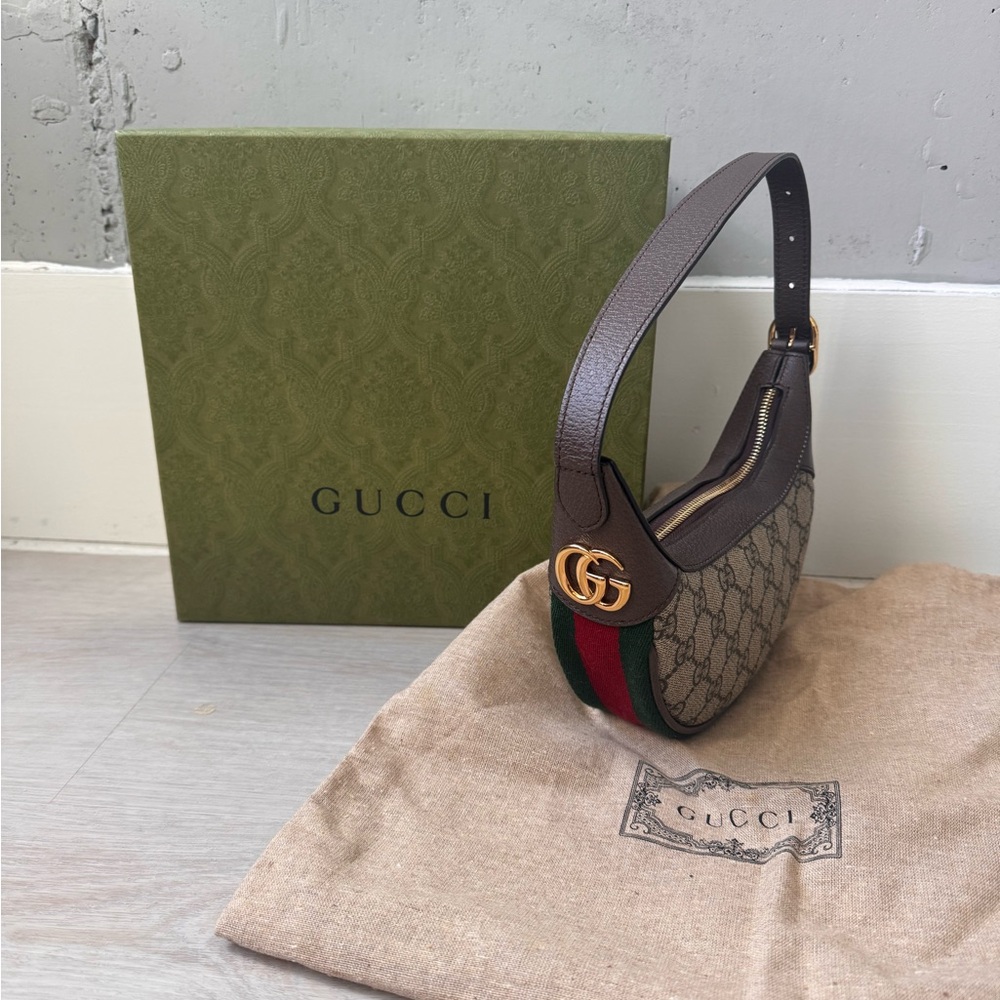 Gucci GG Supreme Ophidia Mini Shoulder Bag Beige Brown Monogram Gold Hardware